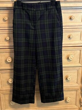 LOFT Green & Navy Plaid Dress Pants